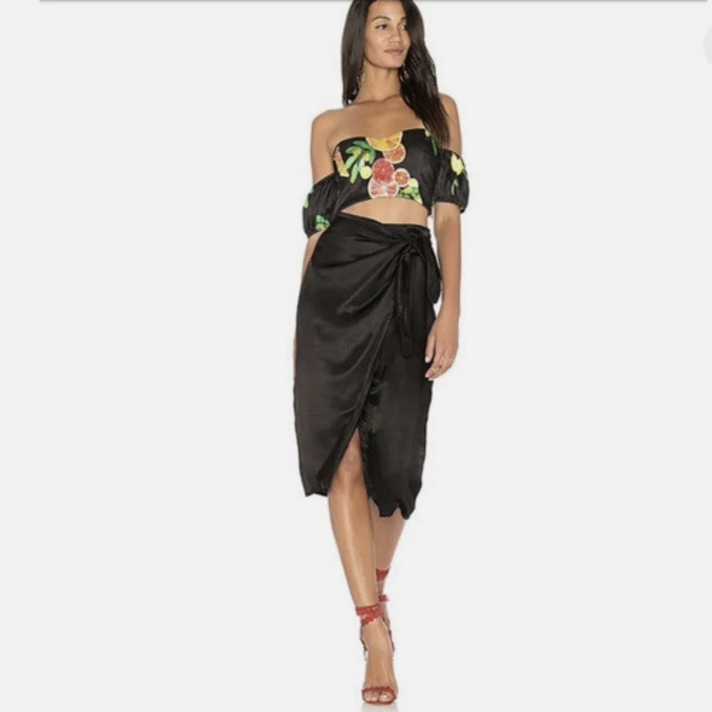 LPA Faux Wrap Satin Open Front Skirt ~Sz S~ STYLISH~